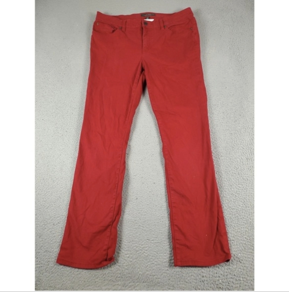 Ralph Lauren Jeans Womens Size 12 35x31 Red Flat Front Pants Ladies